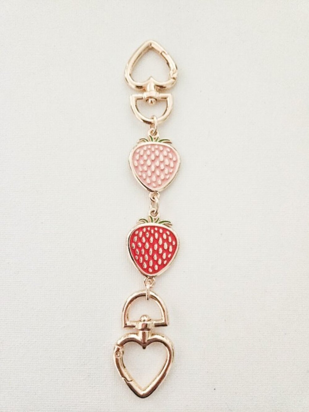 Handbag Purse Chain Handle Strap Crossbody Extender Strawberries - Gold Tone/Red